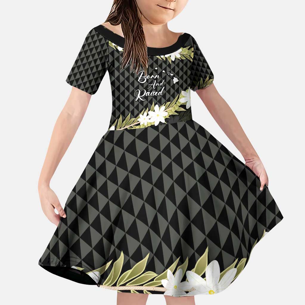 Born And Raised Aloha Hawaii Family Matching Puletasi and Hawaiian Shirt Kanaka Kakau Hawaiian Tiare Pakalana Lei - Polynesian Pride