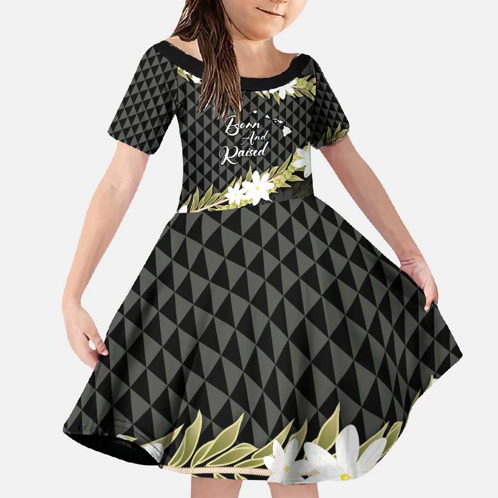 Born And Raised Aloha Hawaii Family Matching Summer Maxi Dress and Hawaiian Shirt Kanaka Kakau Hawaiian Tiare Pakalana Lei - Polynesian Pride