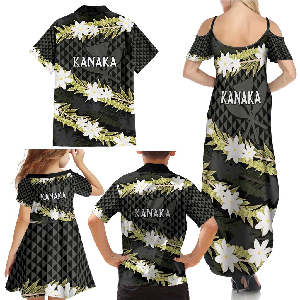 Born And Raised Aloha Hawaii Family Matching Summer Maxi Dress and Hawaiian Shirt Kanaka Kakau Hawaiian Tiare Pakalana Lei - Polynesian Pride