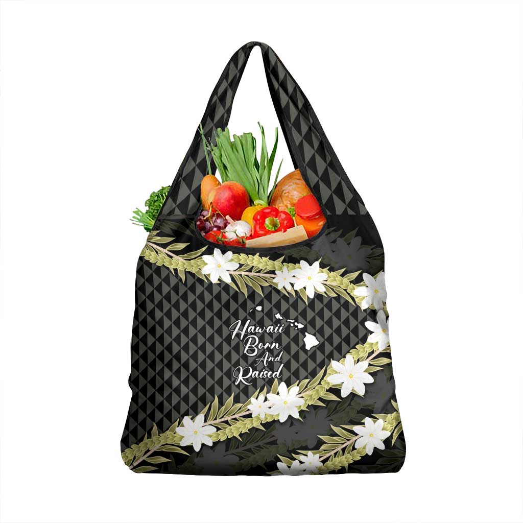 Born And Raised Aloha Hawaii Grocery Bag Kanaka Kakau Hawaiian Tiare Pakalana Lei - Polynesian Pride