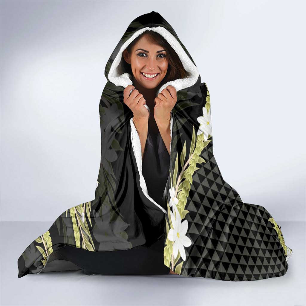Born And Raised Aloha Hawaii Hooded Blanket Kanaka Kakau Hawaiian Tiare Pakalana Lei - Polynesian Pride