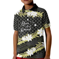 Born And Raised Aloha Hawaii Kid Polo Shirt Kanaka Kakau Hawaiian Tiare Pakalana Lei - Polynesian Pride