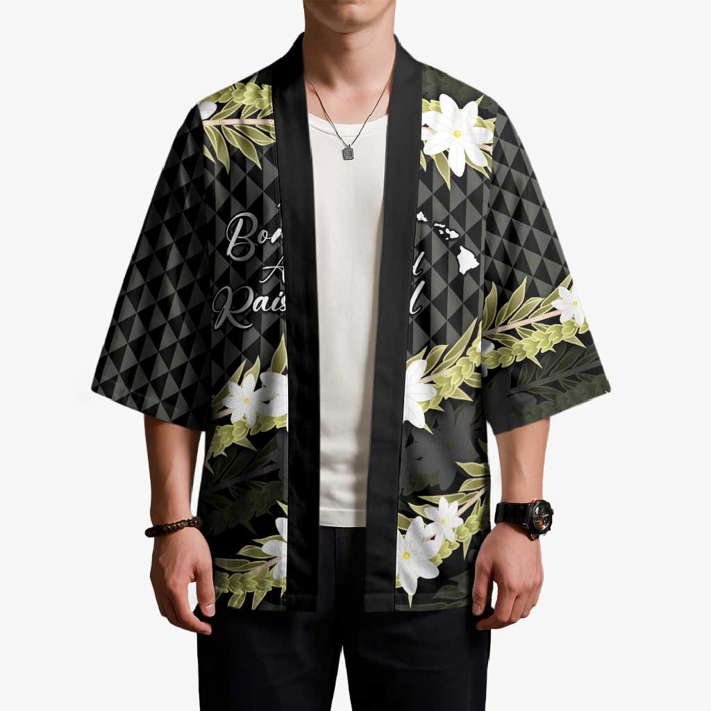 Born And Raised Aloha Hawaii Kimono Kanaka Kakau Hawaiian Tiare Pakalana Lei - Polynesian Pride