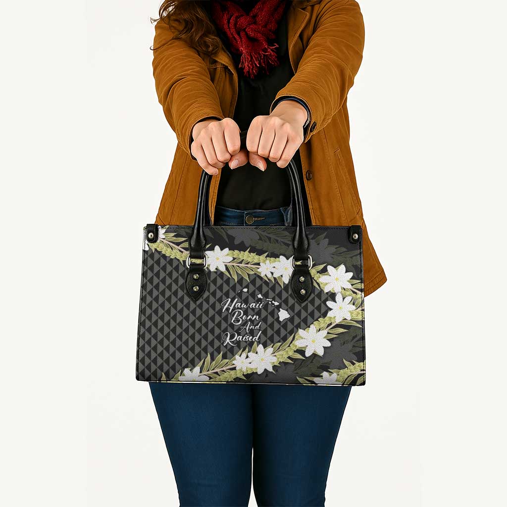 Born And Raised Aloha Hawaii Leather Bag Kanaka Kakau Hawaiian Tiare Pakalana Lei - Polynesian Pride