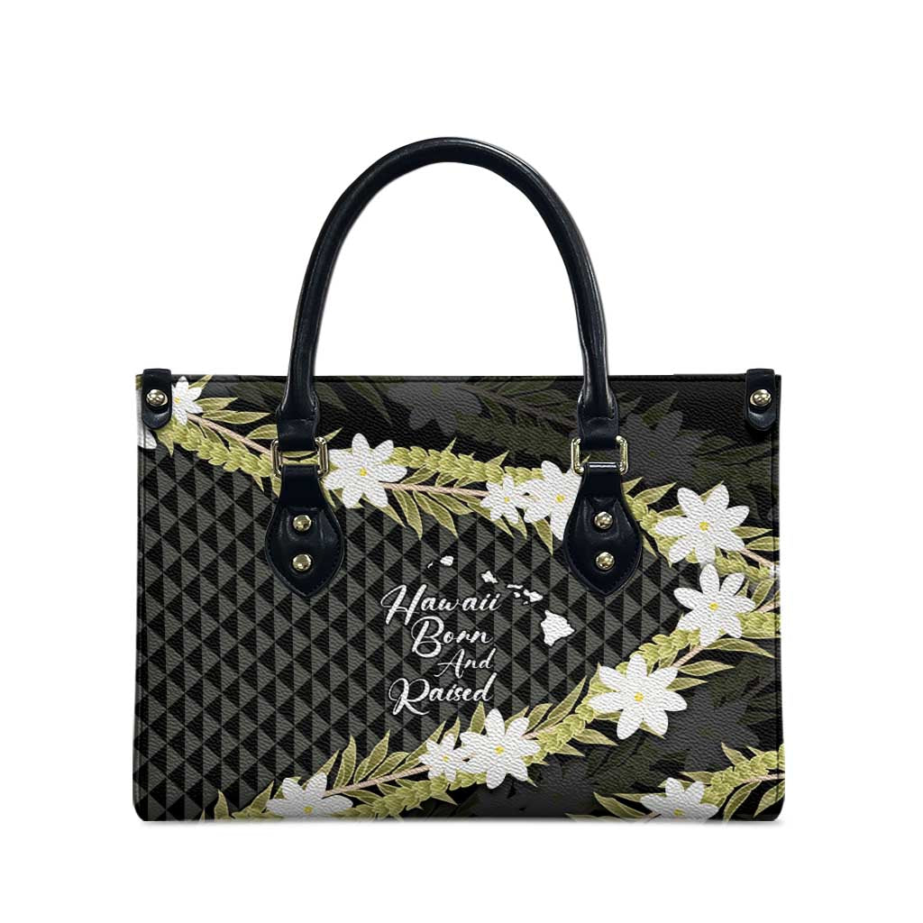 Born And Raised Aloha Hawaii Leather Bag Kanaka Kakau Hawaiian Tiare Pakalana Lei - Polynesian Pride