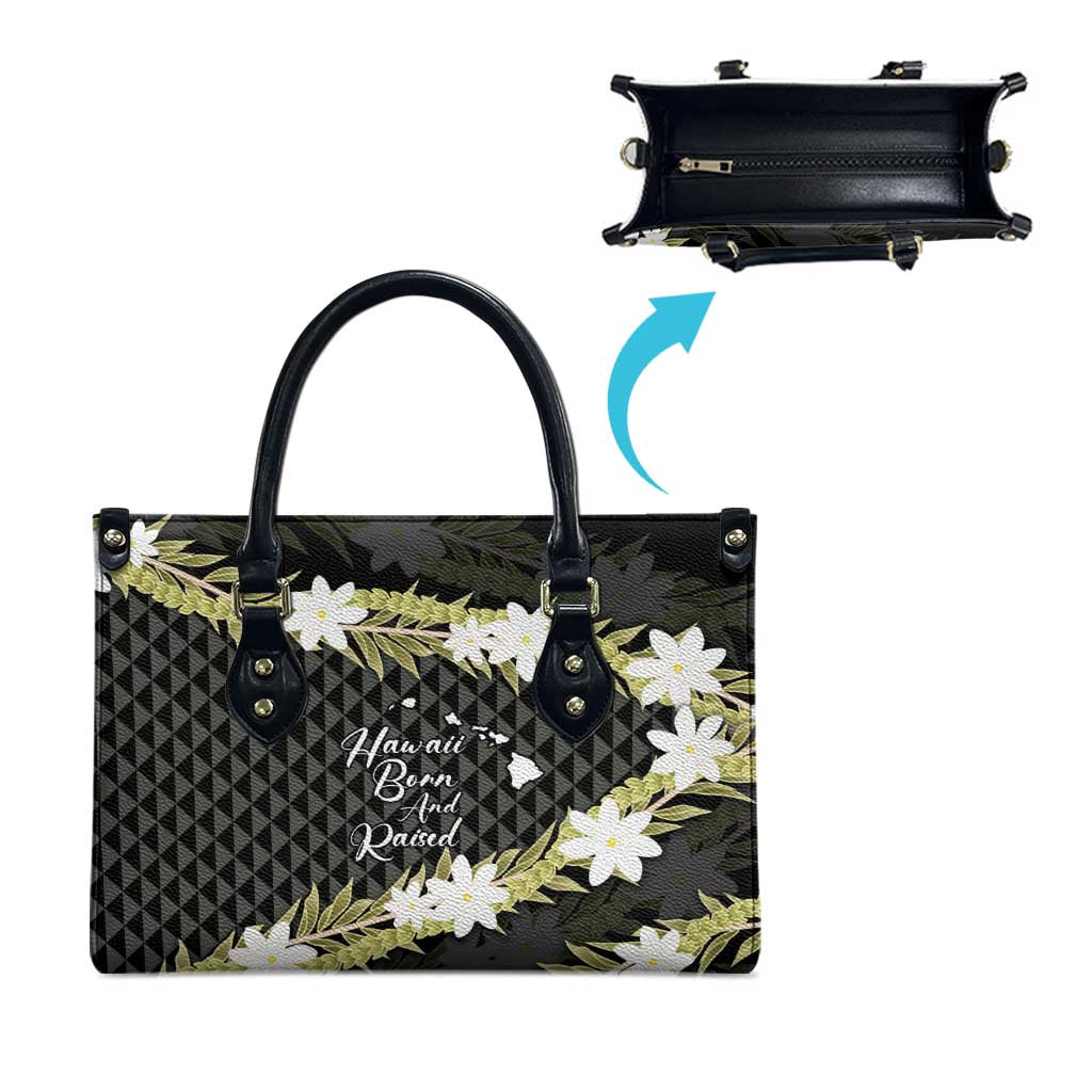 Born And Raised Aloha Hawaii Leather Bag Kanaka Kakau Hawaiian Tiare Pakalana Lei - Polynesian Pride