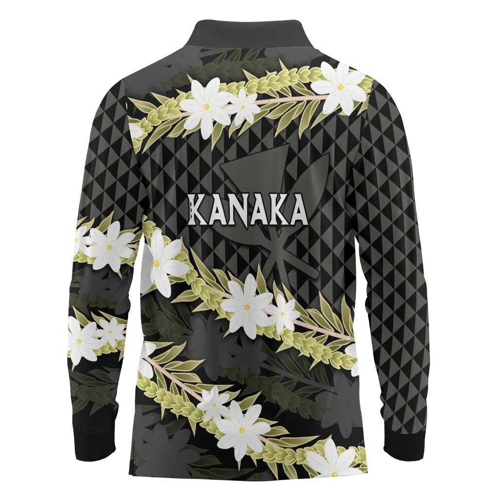 Born And Raised Aloha Hawaii Long Sleeve Polo Shirt Kanaka Kakau Hawaiian Tiare Pakalana Lei - Polynesian Pride
