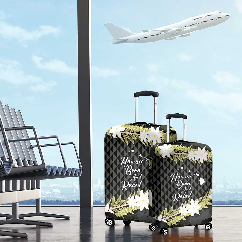 Born And Raised Aloha Hawaii Luggage Cover Kanaka Kakau Hawaiian Tiare Pakalana Lei - Polynesian Pride
