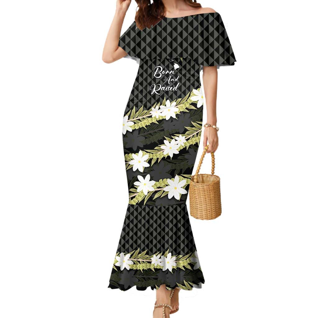 Born And Raised Aloha Hawaii Mermaid Dress Kanaka Kakau Hawaiian Tiare Pakalana Lei - Polynesian Pride
