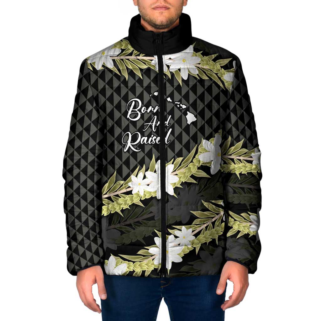 Born And Raised Aloha Hawaii Padded Jacket Kanaka Kakau Hawaiian Tiare Pakalana Lei - Polynesian Pride