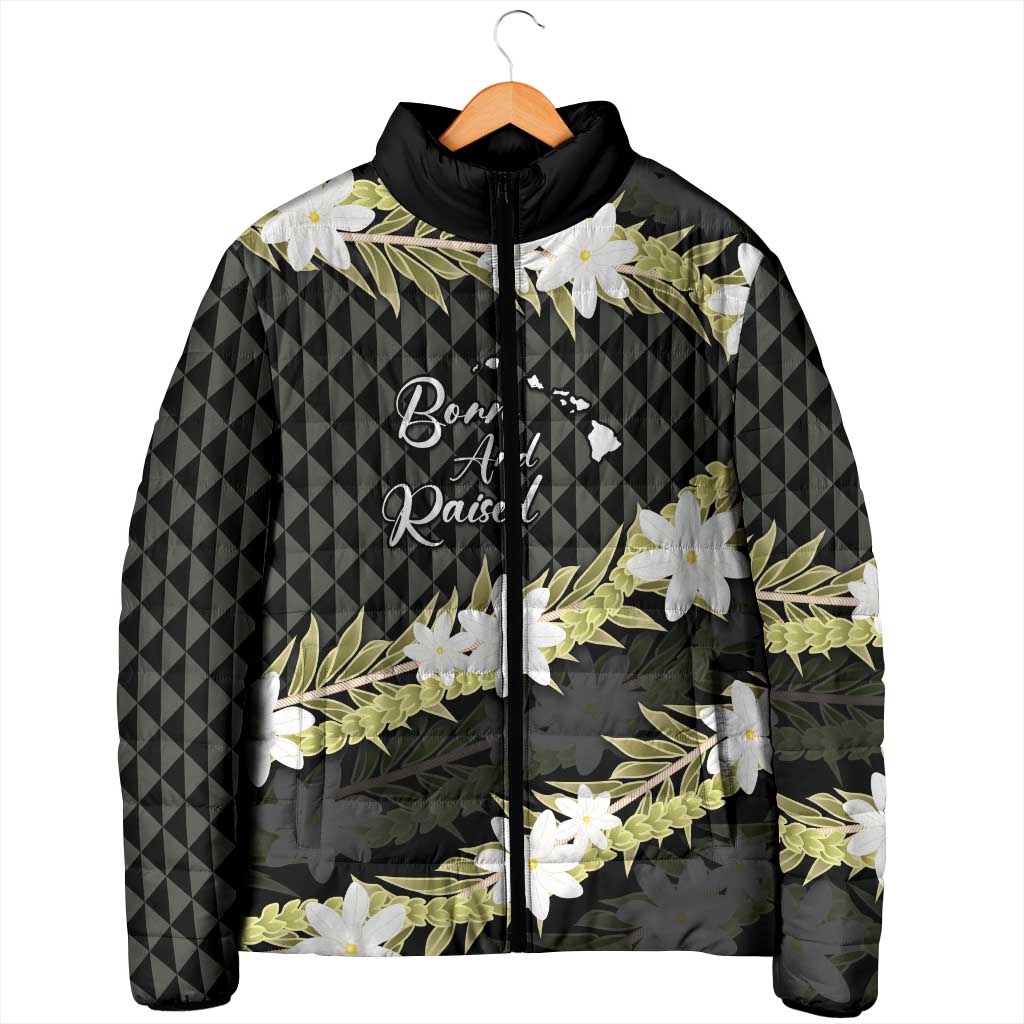 Born And Raised Aloha Hawaii Padded Jacket Kanaka Kakau Hawaiian Tiare Pakalana Lei - Polynesian Pride
