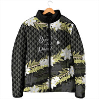 Born And Raised Aloha Hawaii Padded Jacket Kanaka Kakau Hawaiian Tiare Pakalana Lei - Polynesian Pride