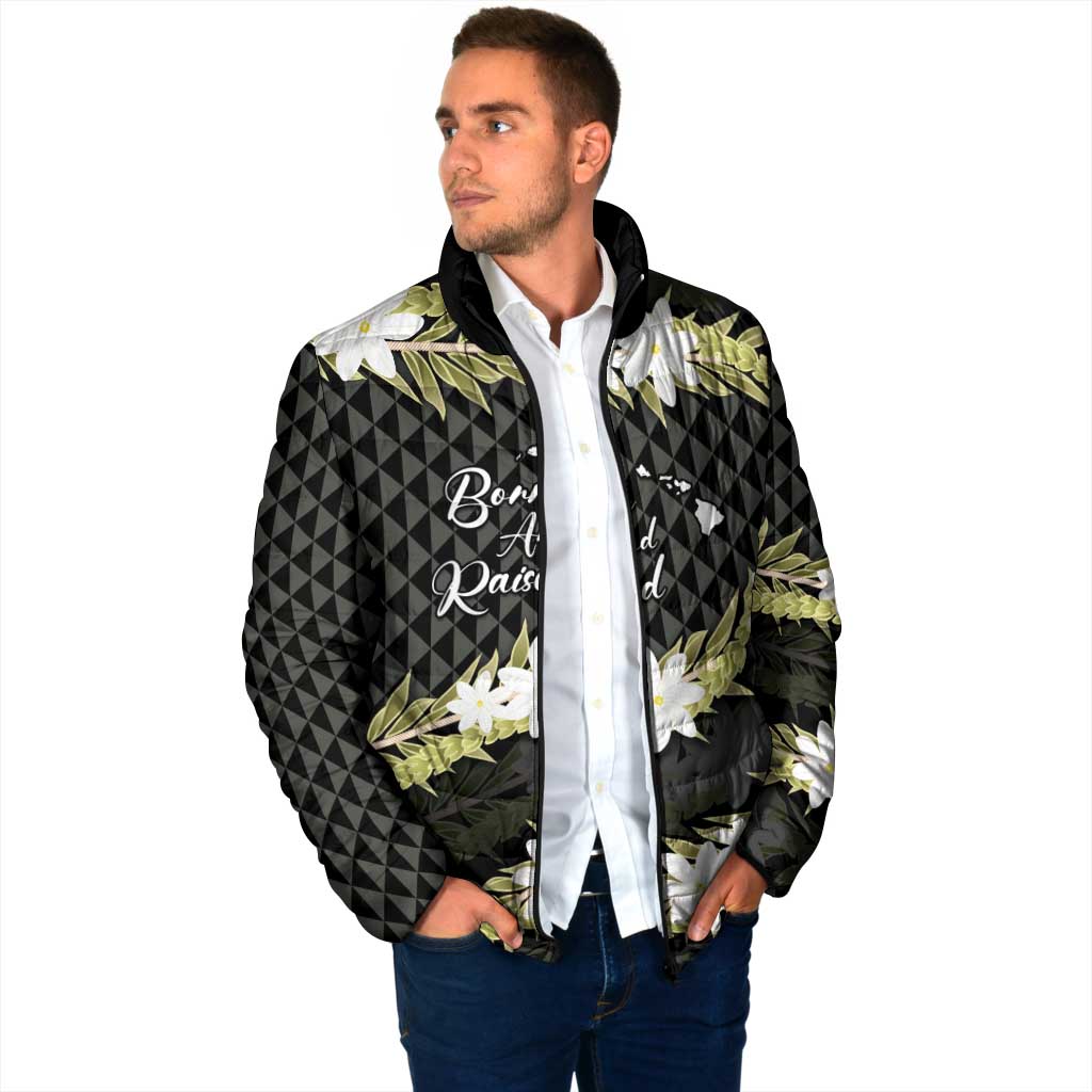 Born And Raised Aloha Hawaii Padded Jacket Kanaka Kakau Hawaiian Tiare Pakalana Lei - Polynesian Pride