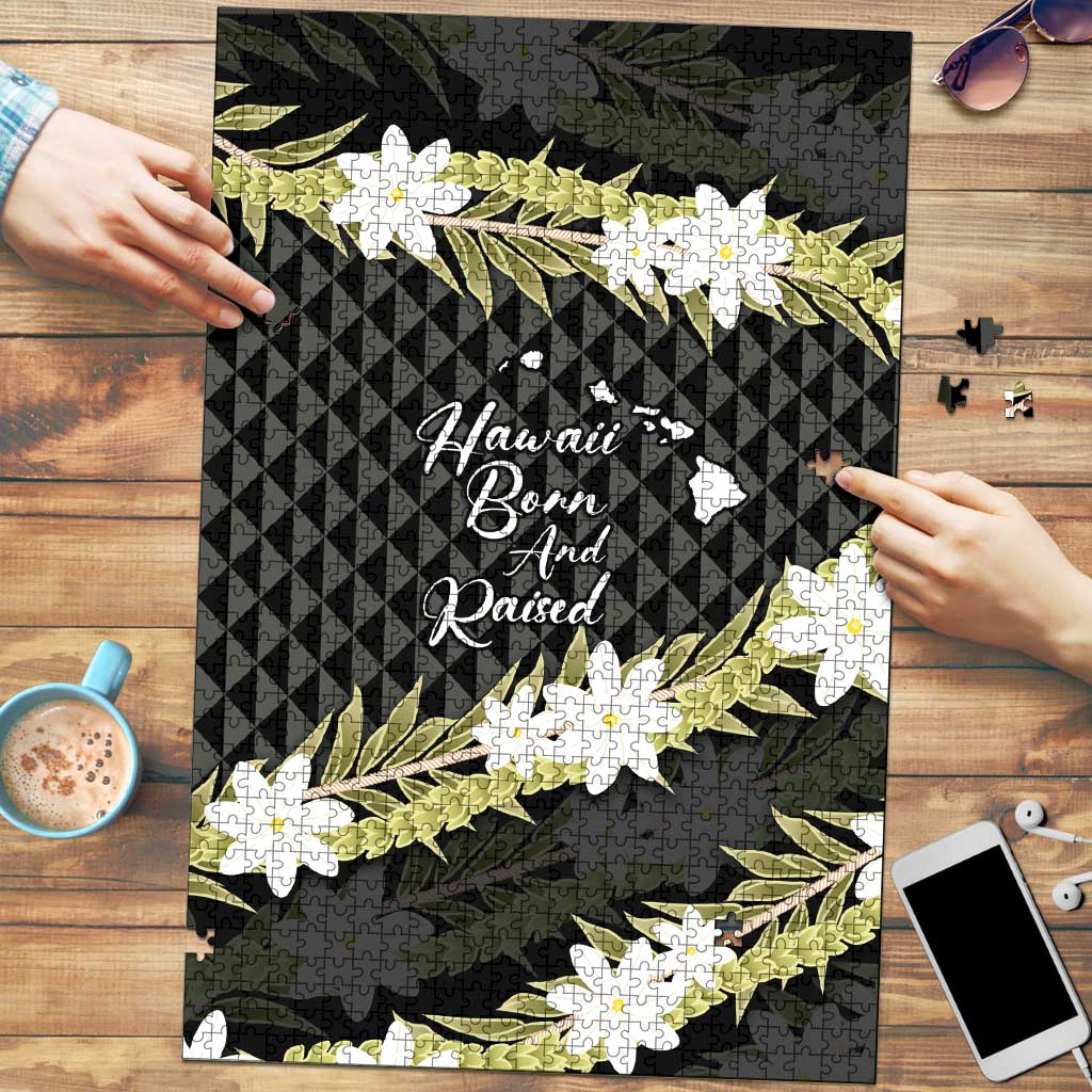 Born And Raised Aloha Hawaii Puzzle Kanaka Kakau Hawaiian Tiare Pakalana Lei - Polynesian Pride