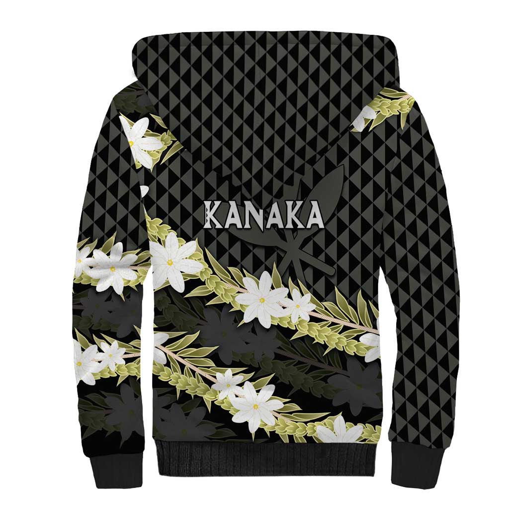 Born And Raised Aloha Hawaii Sherpa Hoodie Kanaka Kakau Hawaiian Tiare Pakalana Lei - Polynesian Pride