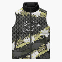 Born And Raised Aloha Hawaii Sleeveless Puffer Jacket Kanaka Kakau Hawaiian Tiare Pakalana Lei - Polynesian Pride