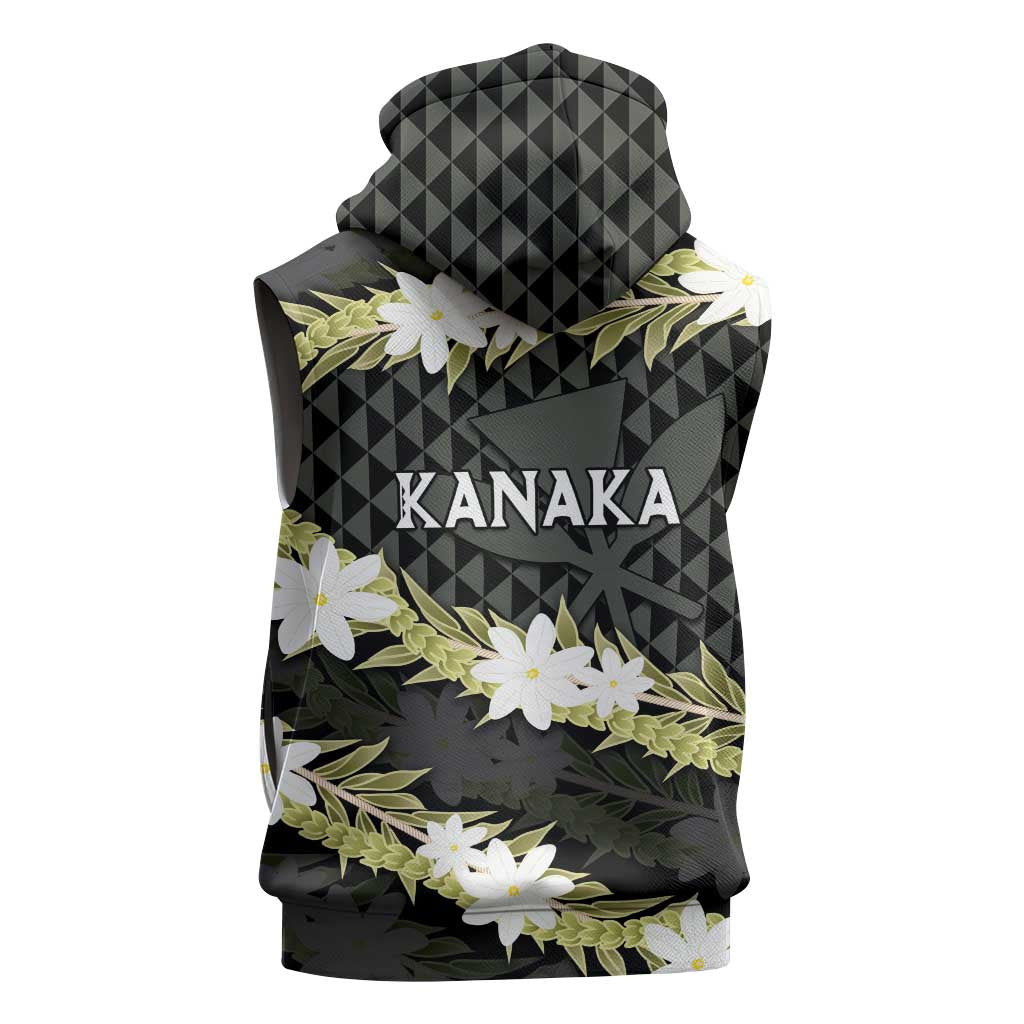Born And Raised Aloha Hawaii Sleeveless Zip Hoodie Kanaka Kakau Hawaiian Tiare Pakalana Lei - Polynesian Pride