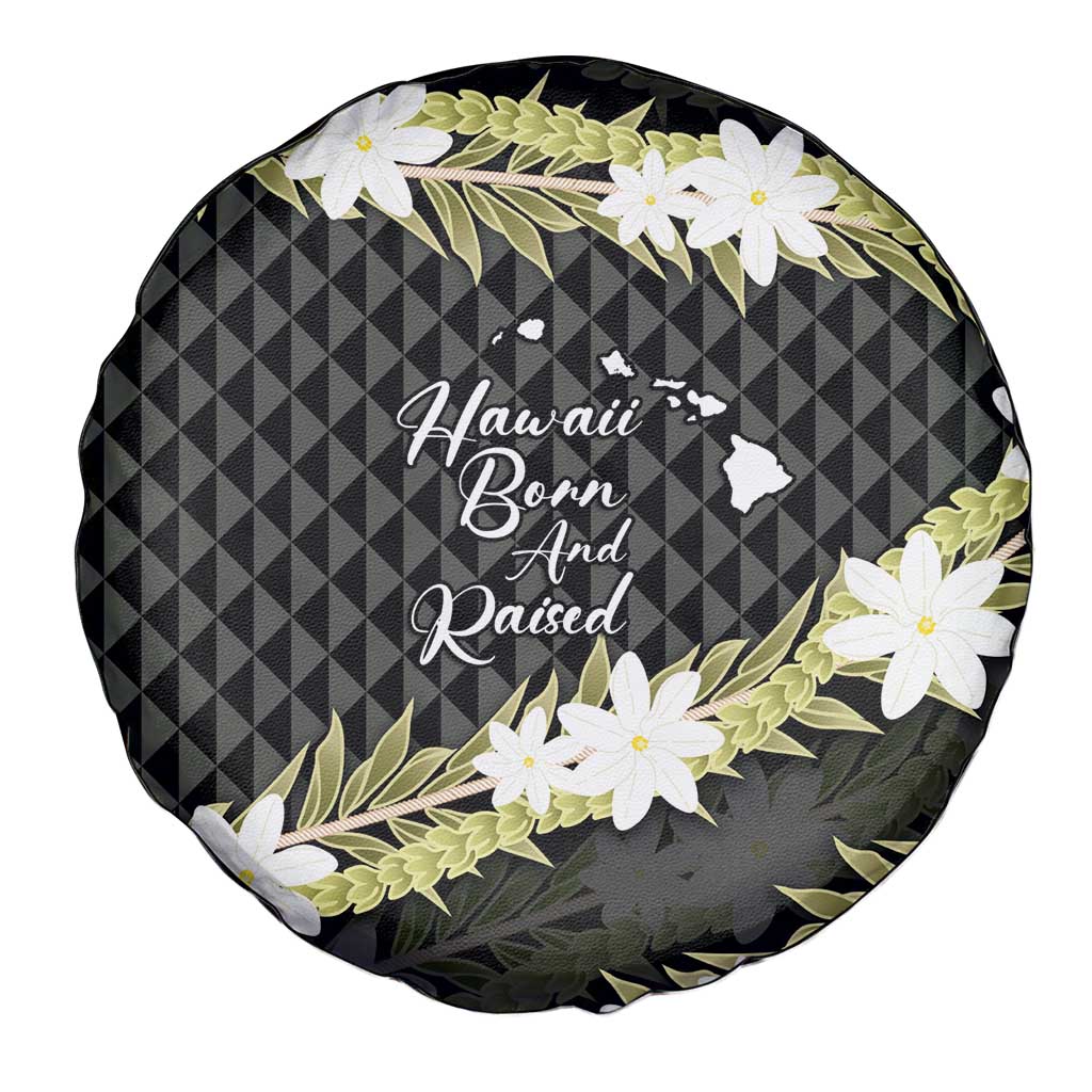 Born And Raised Aloha Hawaii Spare Tire Cover Kanaka Kakau Hawaiian Tiare Pakalana Lei - Polynesian Pride