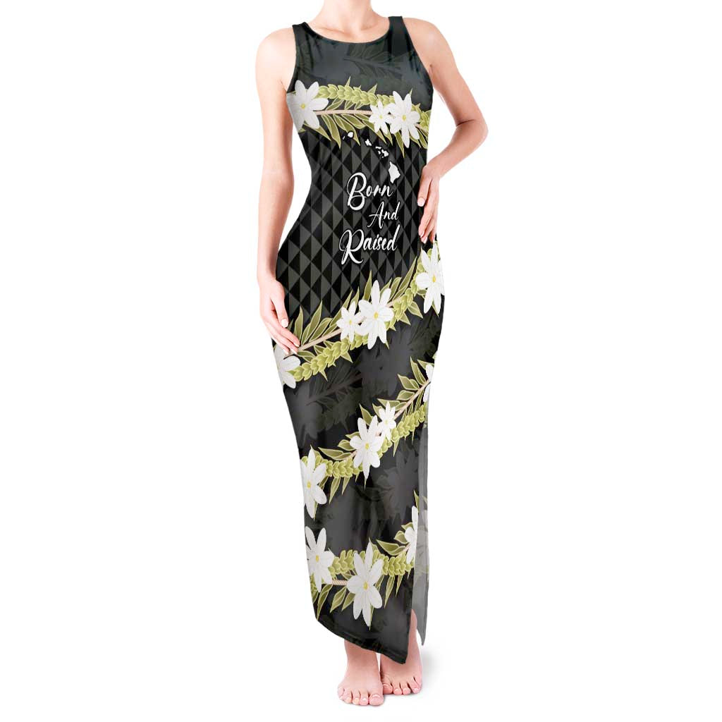 Born And Raised Aloha Hawaii Tank Maxi Dress Kanaka Kakau Hawaiian Tiare Pakalana Lei - Polynesian Pride