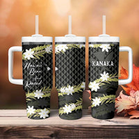 Born And Raised Aloha Hawaii Tumbler With Handle Kanaka Kakau Hawaiian Tiare Pakalana Lei - Polynesian Pride