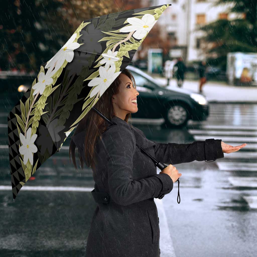 Born And Raised Aloha Hawaii Umbrella Kanaka Kakau Hawaiian Tiare Pakalana Lei - Polynesian Pride