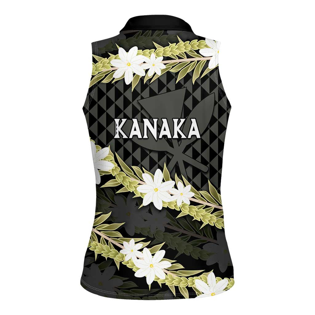 Born And Raised Aloha Hawaii Women Sleeveless Polo Shirt Kanaka Kakau Hawaiian Tiare Pakalana Lei - Polynesian Pride