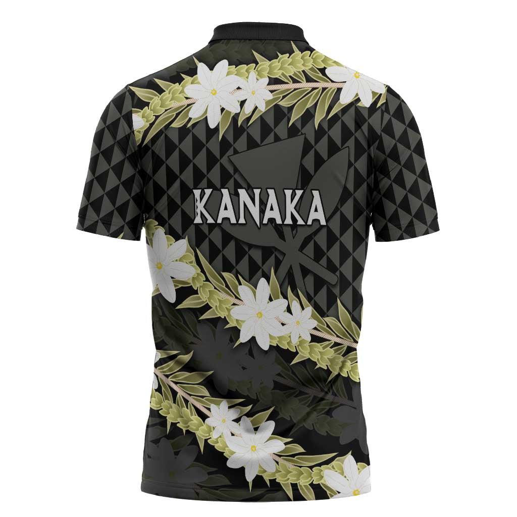 Born And Raised Aloha Hawaii Zipper Polo Shirt Kanaka Kakau Hawaiian Tiare Pakalana Lei - Polynesian Pride