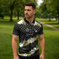 Born And Raised Aloha Hawaii Zipper Polo Shirt Kanaka Kakau Hawaiian Tiare Pakalana Lei - Polynesian Pride