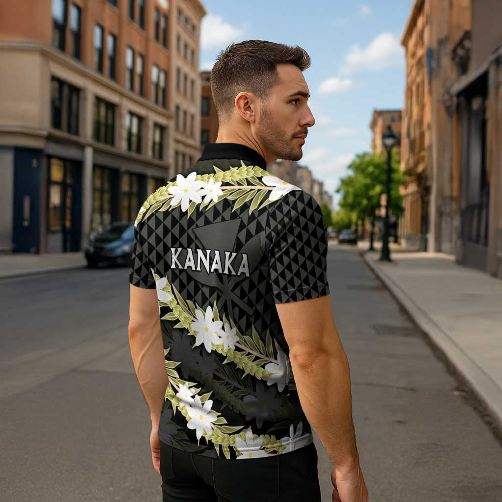 Born And Raised Aloha Hawaii Zipper Polo Shirt Kanaka Kakau Hawaiian Tiare Pakalana Lei - Polynesian Pride