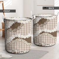 Brown Hawaii Tiare and Shell Lei Laundry Basket Hawaiian Palaka Luxury Vibes - Polynesian Pride