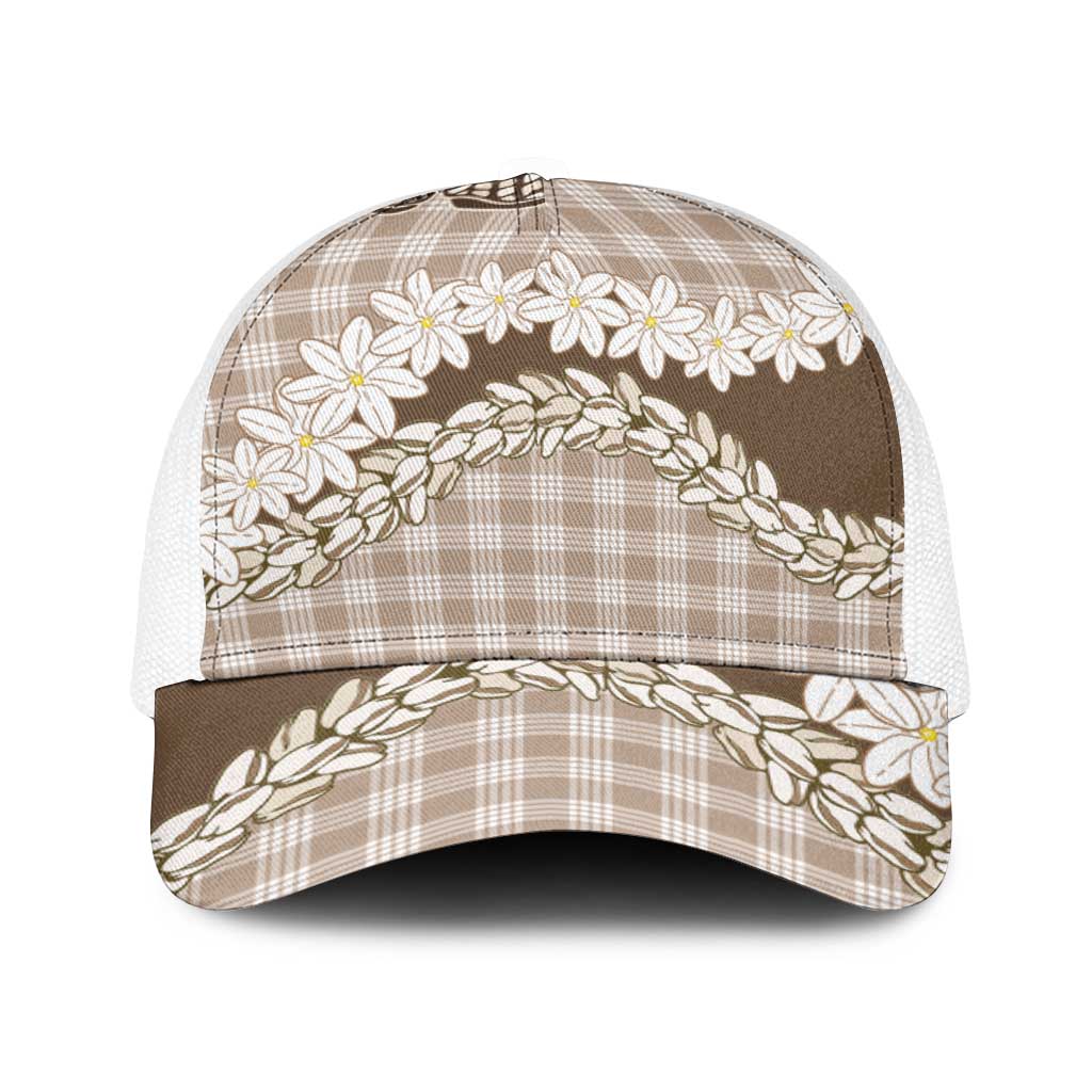 Brown Hawaii Tiare and Shell Lei Baseball Net Cap Hawaiian Palaka Luxury Vibes - Polynesian Pride