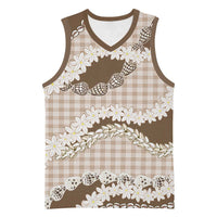 Brown Hawaii Tiare and Shell Lei Basketball Jersey Hawaiian Palaka Luxury Vibes - Polynesian Pride
