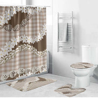 Brown Hawaii Tiare and Shell Lei Bathroom Set Hawaiian Palaka Luxury Vibes - Polynesian Pride