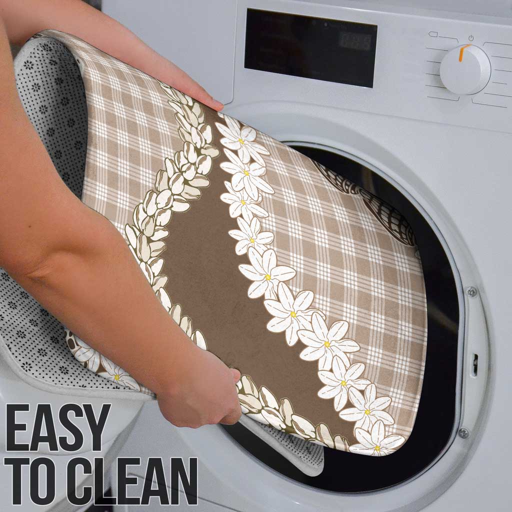 Brown Hawaii Tiare and Shell Lei Bathroom Set Hawaiian Palaka Luxury Vibes - Polynesian Pride