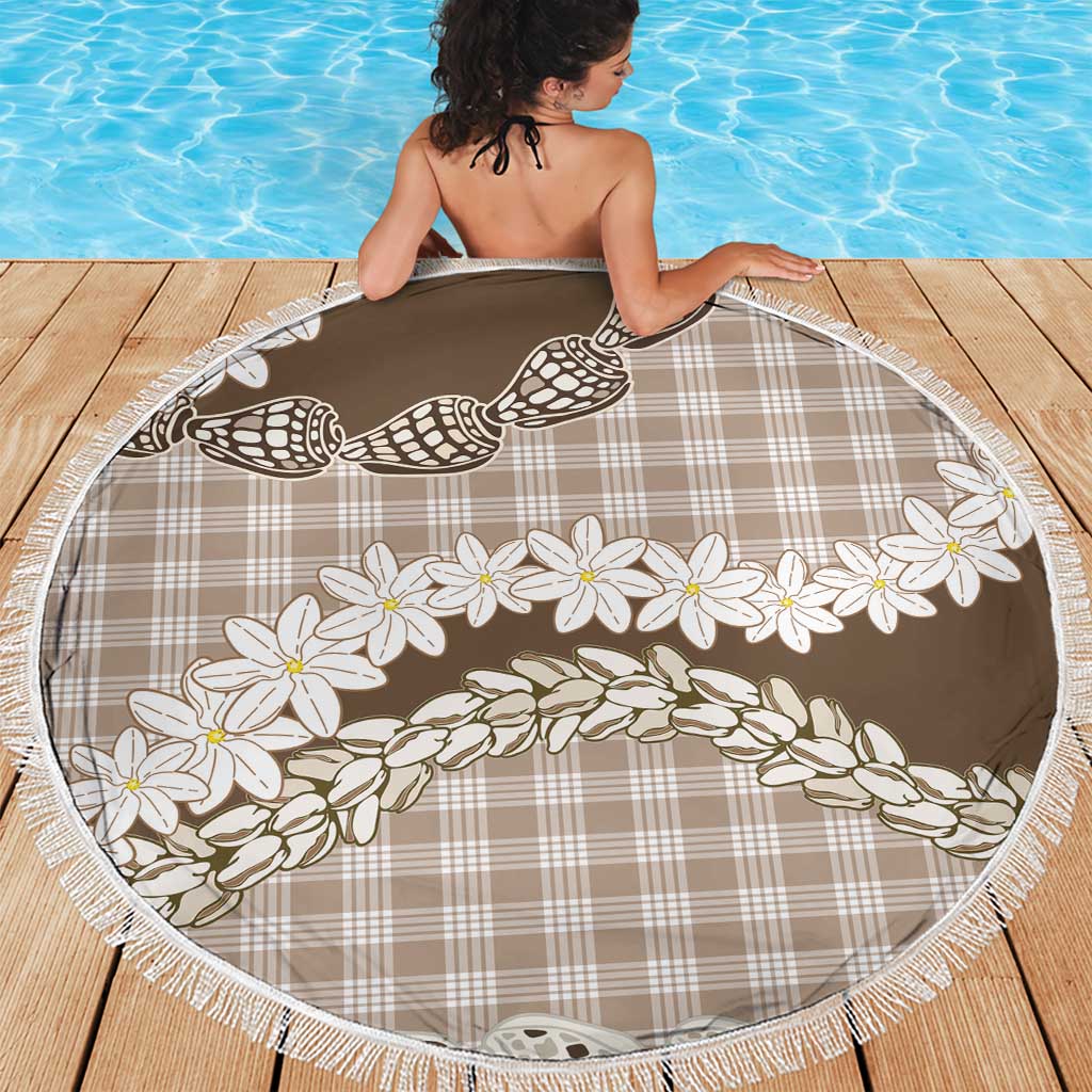 Brown Hawaii Tiare and Shell Lei Beach Blanket Hawaiian Palaka Luxury Vibes - Polynesian Pride