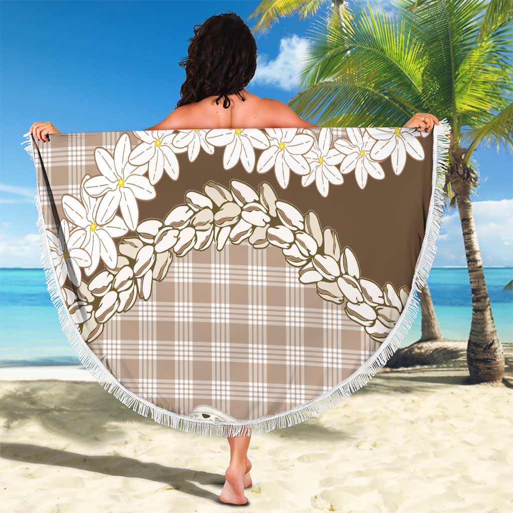 Brown Hawaii Tiare and Shell Lei Beach Blanket Hawaiian Palaka Luxury Vibes - Polynesian Pride
