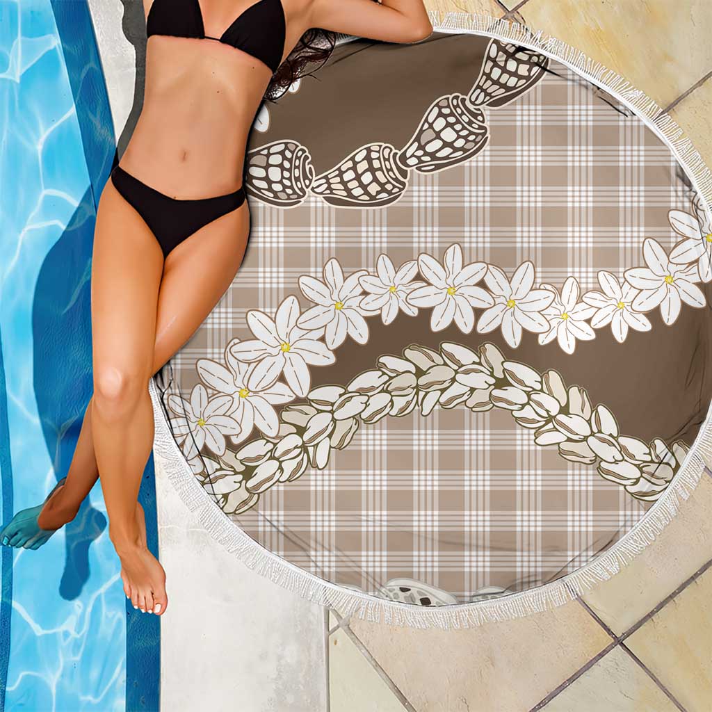 Brown Hawaii Tiare and Shell Lei Beach Blanket Hawaiian Palaka Luxury Vibes - Polynesian Pride