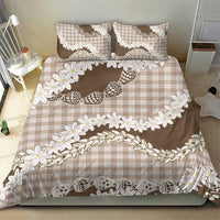 Brown Hawaii Tiare and Shell Lei Bedding Set Hawaiian Palaka Luxury Vibes - Polynesian Pride