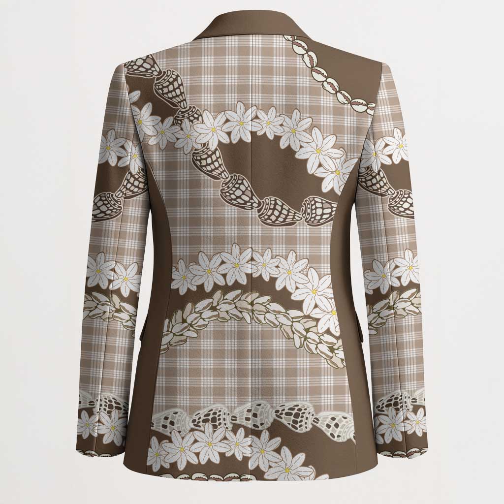 Brown Hawaii Tiare and Shell Lei Blazer Hawaiian Palaka Luxury Vibes - Polynesian Pride