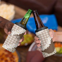 Brown Hawaii Tiare and Shell Lei 4 in 1 Can Cooler Tumbler Hawaiian Palaka Luxury Vibes LT14 - Polynesian Pride