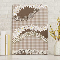 Brown Hawaii Tiare and Shell Lei Canvas Wall Art Hawaiian Palaka Luxury Vibes - Polynesian Pride