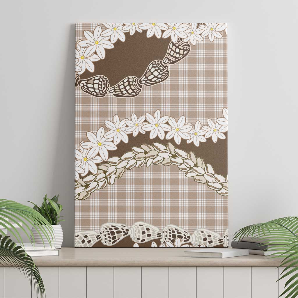 Brown Hawaii Tiare and Shell Lei Canvas Wall Art Hawaiian Palaka Luxury Vibes - Polynesian Pride