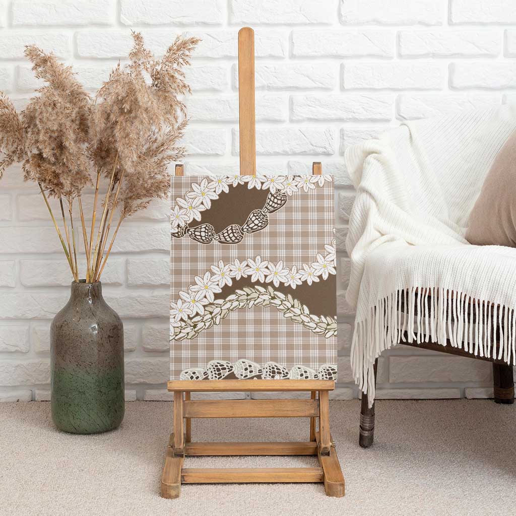 Brown Hawaii Tiare and Shell Lei Canvas Wall Art Hawaiian Palaka Luxury Vibes - Polynesian Pride