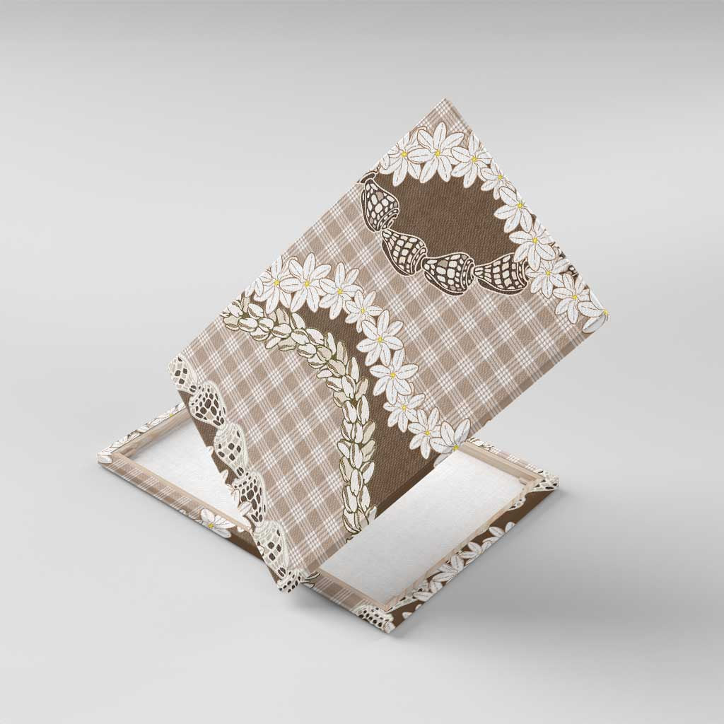 Brown Hawaii Tiare and Shell Lei Canvas Wall Art Hawaiian Palaka Luxury Vibes - Polynesian Pride