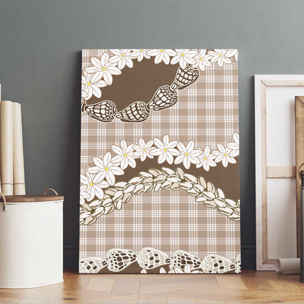 Brown Hawaii Tiare and Shell Lei Canvas Wall Art Hawaiian Palaka Luxury Vibes - Polynesian Pride