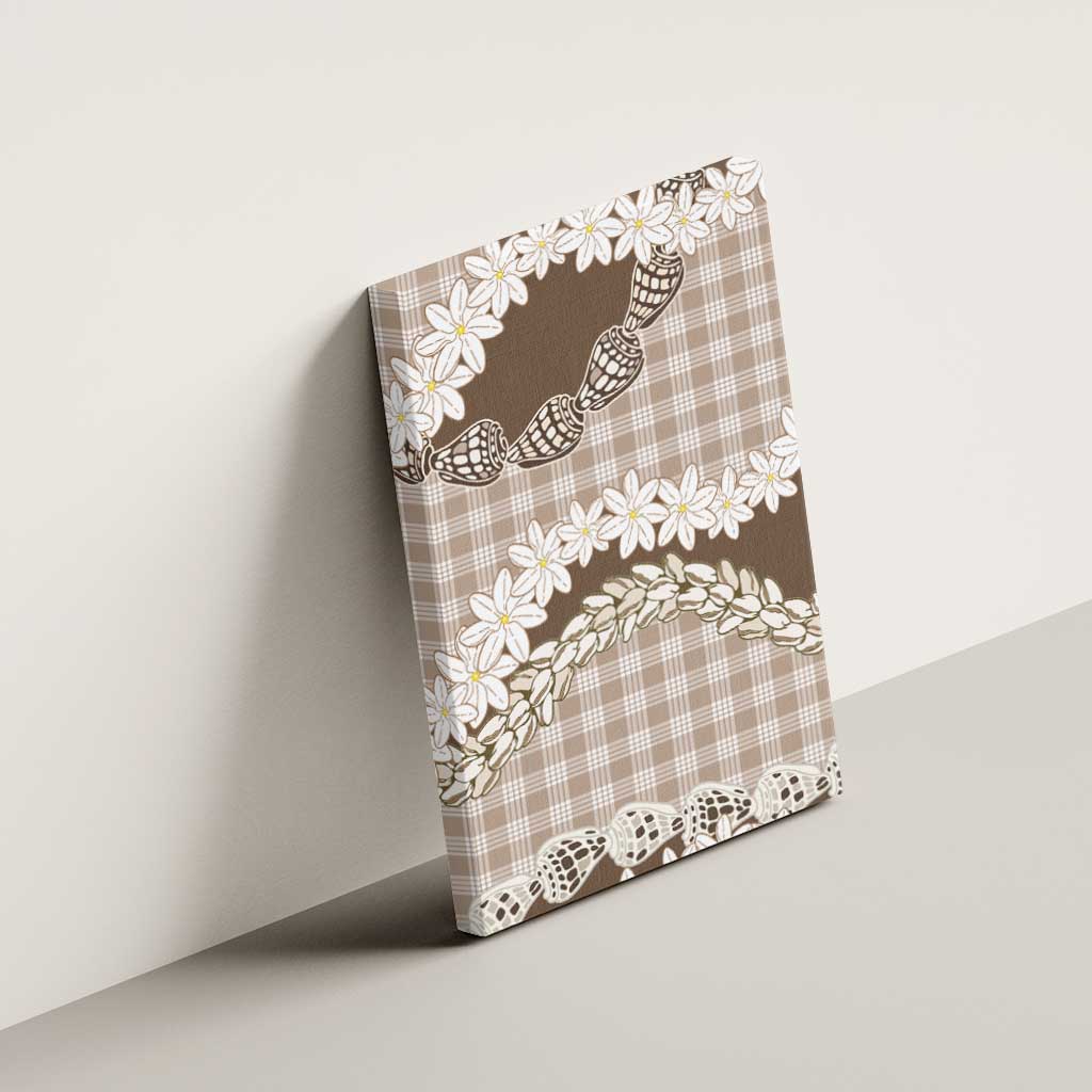 Brown Hawaii Tiare and Shell Lei Canvas Wall Art Hawaiian Palaka Luxury Vibes - Polynesian Pride