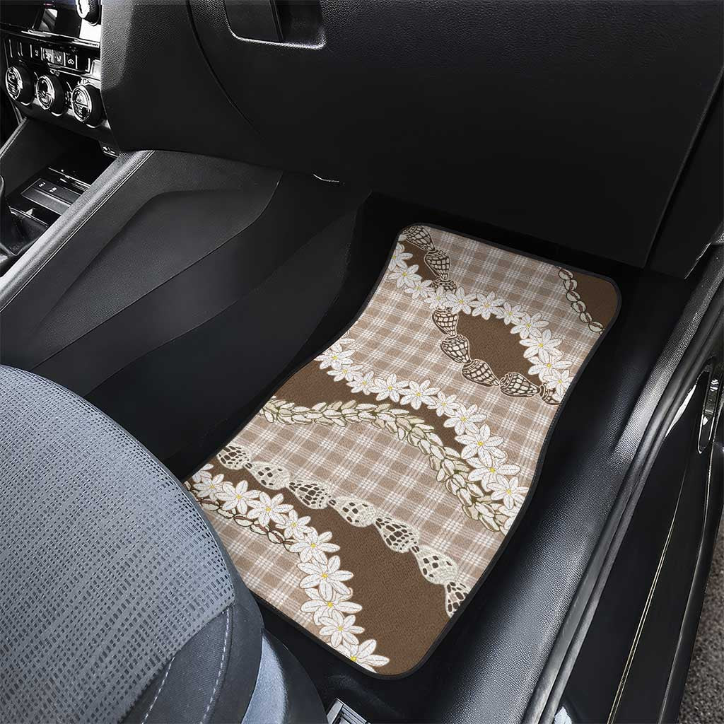 Brown Hawaii Tiare and Shell Lei Car Mats Hawaiian Palaka Luxury Vibes - Polynesian Pride