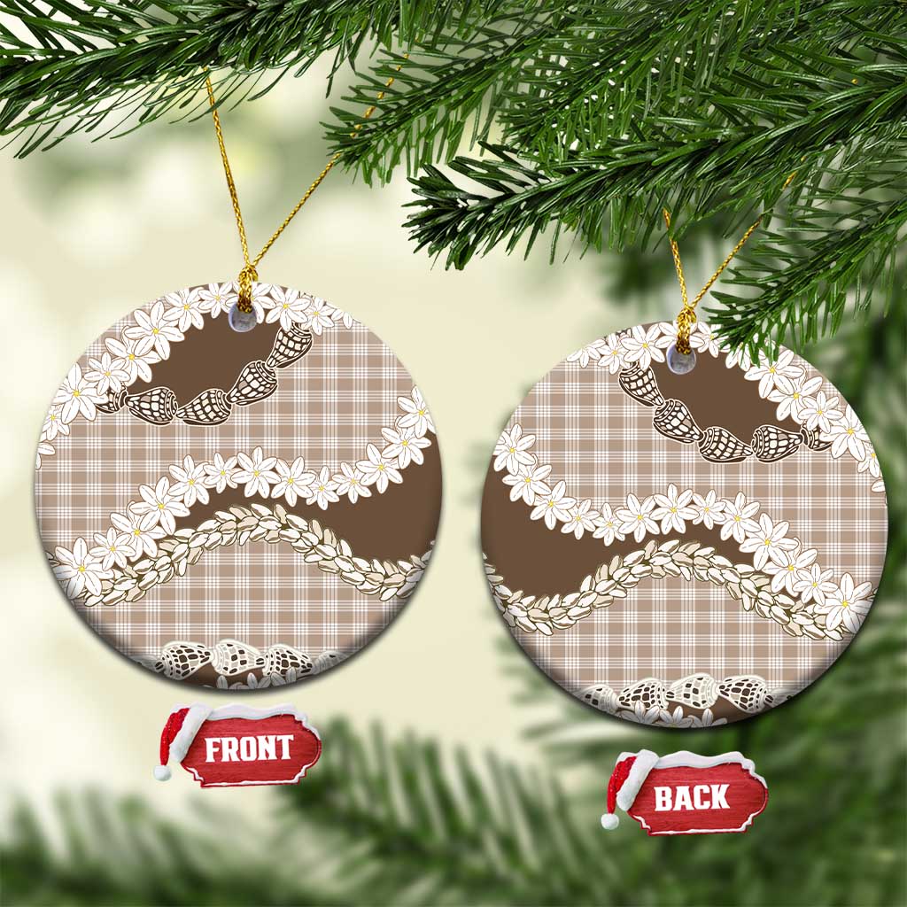 Brown Hawaii Tiare and Shell Lei Ceramic Ornament Hawaiian Palaka Luxury Vibes - Polynesian Pride