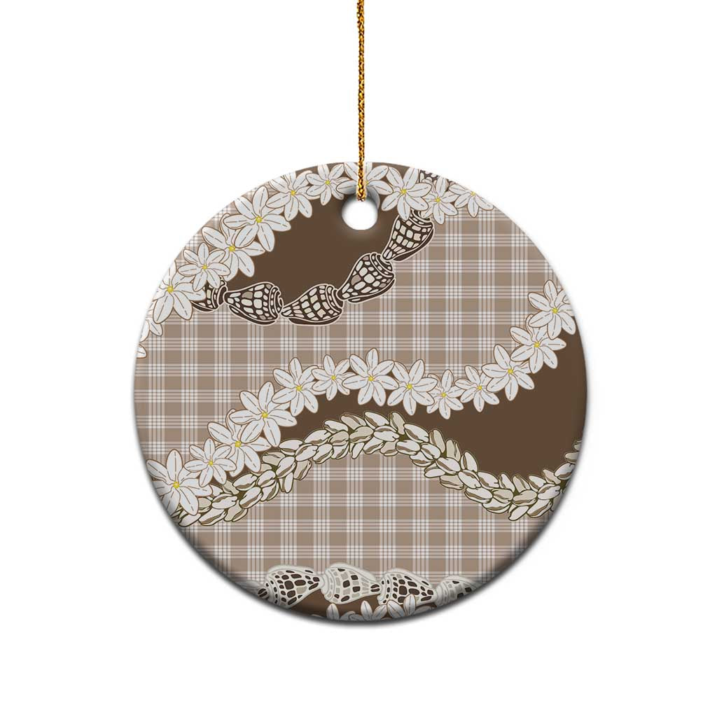 Brown Hawaii Tiare and Shell Lei Ceramic Ornament Hawaiian Palaka Luxury Vibes - Polynesian Pride