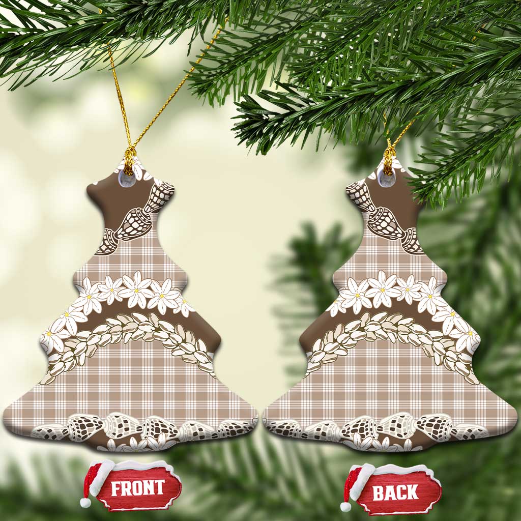 Brown Hawaii Tiare and Shell Lei Ceramic Ornament Hawaiian Palaka Luxury Vibes - Polynesian Pride